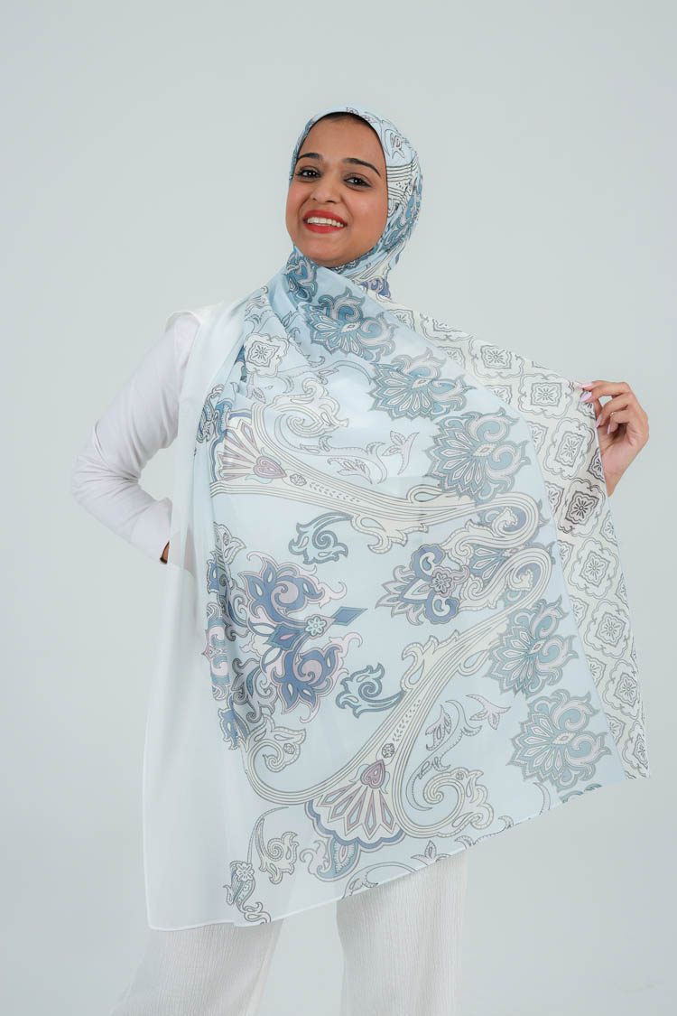 Blue Coral chiffon scarf scarfn shop 01